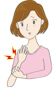 手根管症候群で手に痛みがある女性
